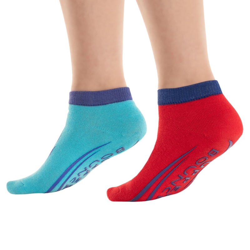 Upper Bounce Non-Slip Trampoline Ankle Socks - Twin Pack Red/Blue Trampoline Jumping Socks â€“ For Kids Aged 11 to 14 Years â€“ Trampoline Accessories for Kids - Image 1